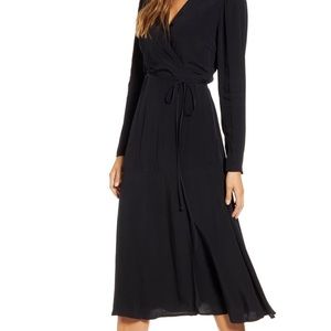 NWT Rachel Parcell Black Wrap Midi Dress M